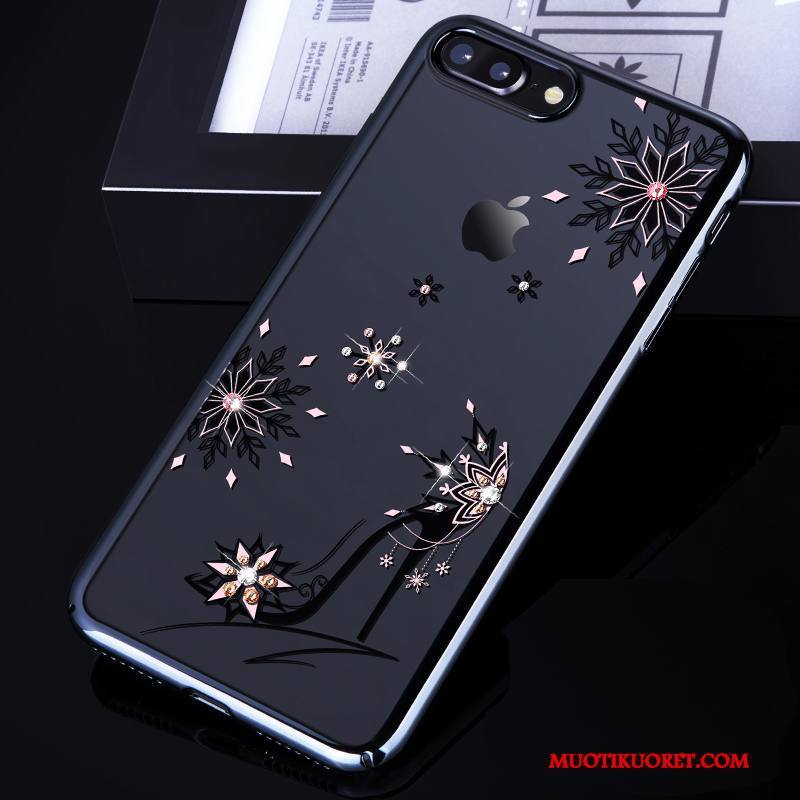 iPhone 8 Plus Kuori Strassi Musta Ylellisyys Puhelimen Kuoret Kova Läpinäkyvä Kulta