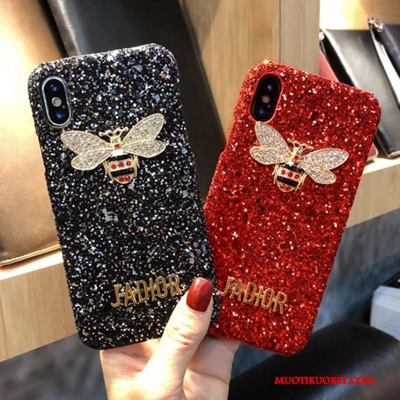 iPhone 8 Plus Kuori Strassi Ylellisyys Net Red Rhinestone Inlay Musta Puhelimen Kuoret Punainen