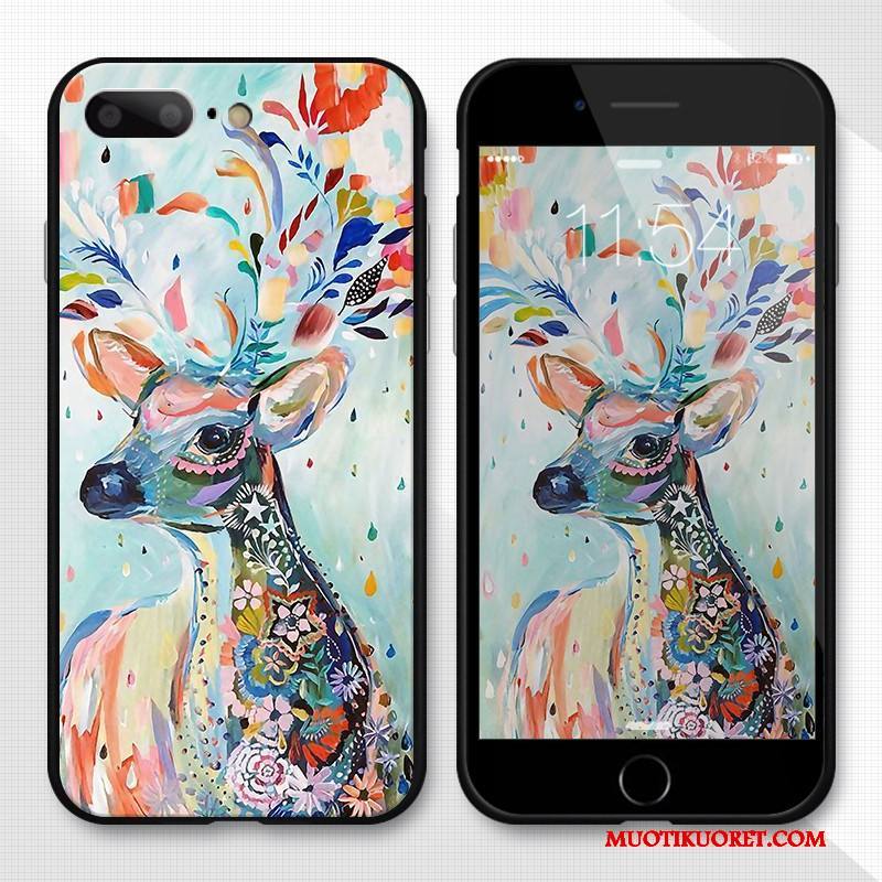 iPhone 8 Plus Vuosikerta Silikoni Taide Kuori Kohokuviointi Maalaus Sininen