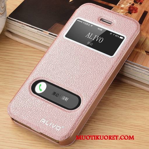 iPhone Se Kuori Simpukka Nahkakotelo Suojaus Trendi Kulta Kova Pinkki