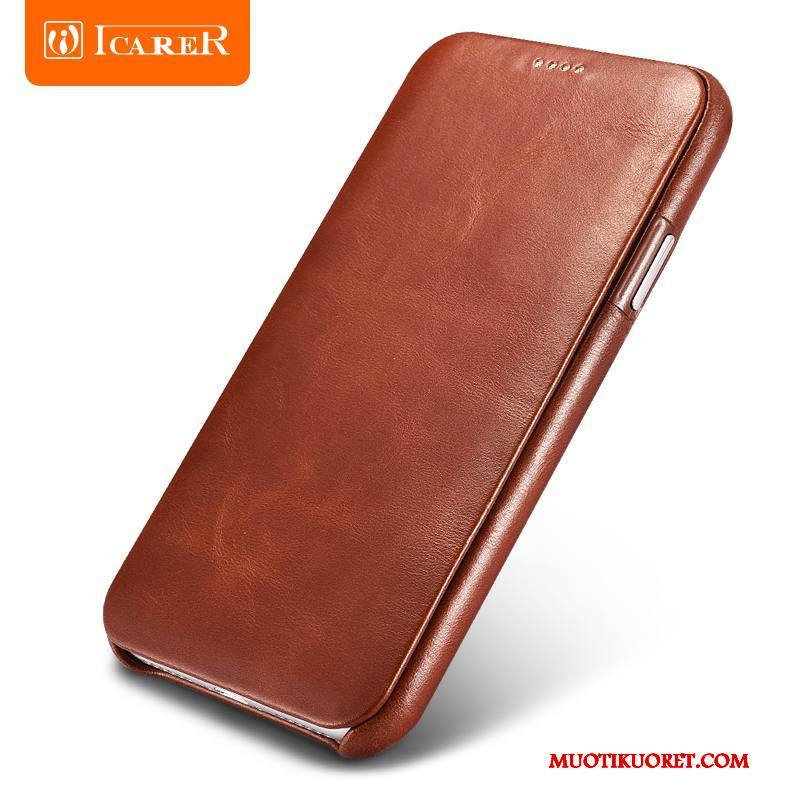 iPhone X Kuori Kuoret Puhelimen Kuoret Kotelo Suojaus Trendi Aito Nahka Nahkakotelo