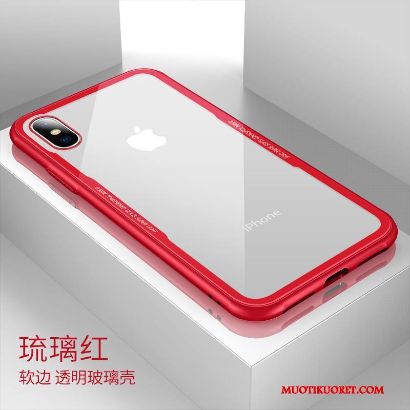 iPhone X Kuori Lasi Punainen Läpinäkyvä Puhelimen Kuoret Kotelo Ultra Uusi