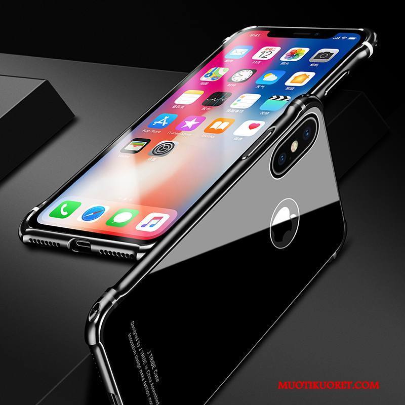 iPhone X Kuori Murtumaton Metalli Musta Tide-brändi Ylellisyys Puhelimen Kuoret Uusi
