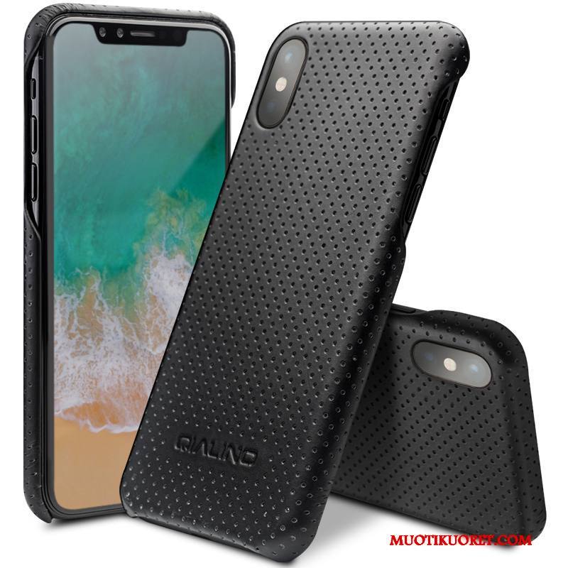 iPhone X Kuori Musta Puhelimen Kuoret Murtumaton Ohut Ultra Aito Nahka Uusi