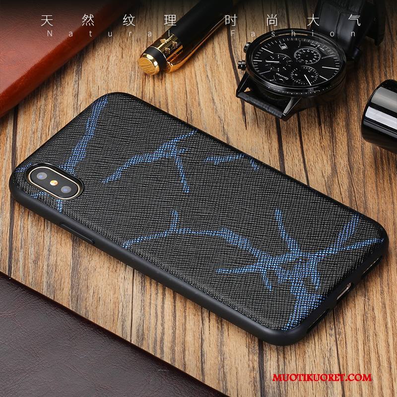 iPhone X Kuori Puhelimen Kuoret All Inclusive Persoonallisuus Ylellisyys Nahkakotelo Aito Nahka Sininen