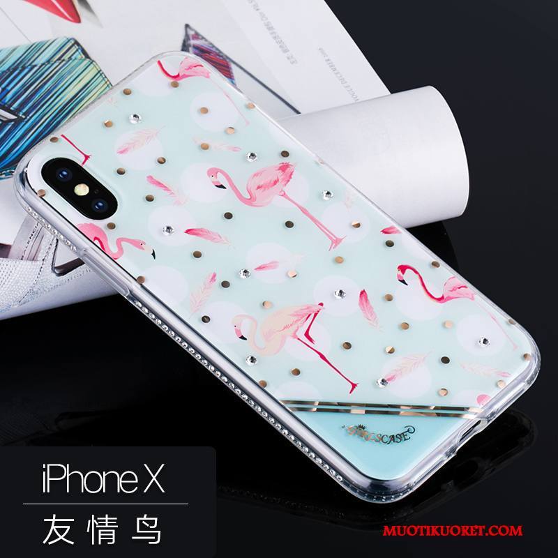 iPhone X Kuori Puhelimen Kuoret Pehmeä Neste Strassi Murtumaton Sininen All Inclusive Ylellisyys
