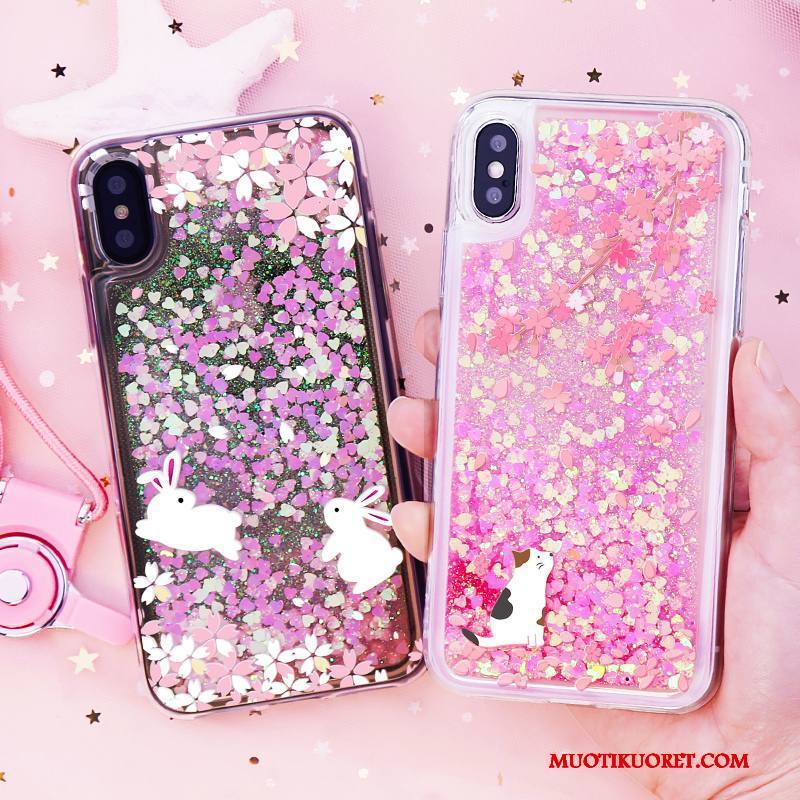 iPhone X Kuori Ripustettavat Koristeet Jauhe All Inclusive Murtumaton Kotelo Puhelimen Kuoret Läpinäkyvä