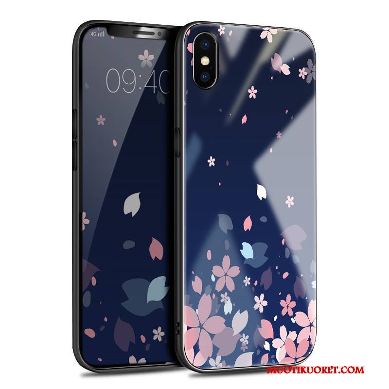 iPhone X Kuori Silikoni Persoonallisuus Luova Uusi Lasi Sininen Murtumaton
