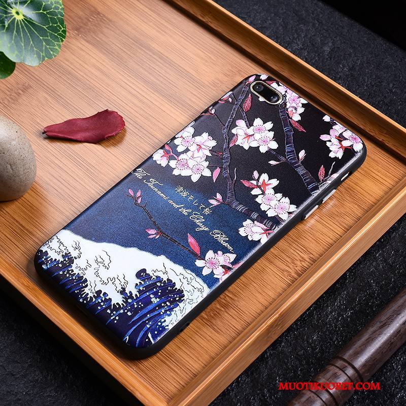 iPhone X Kuori Vuosikerta Ripustettavat Koristeet Nosturi Aallot Kohokuviointi Taide Japanilainen