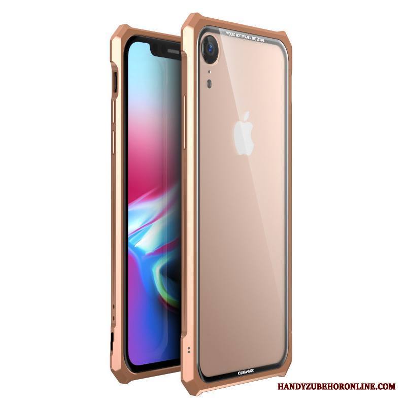 iPhone Xr Kuori Metalli Puhelimen Kuoret Kulta Lasi Läpinäkyvä Suojaus Kehys