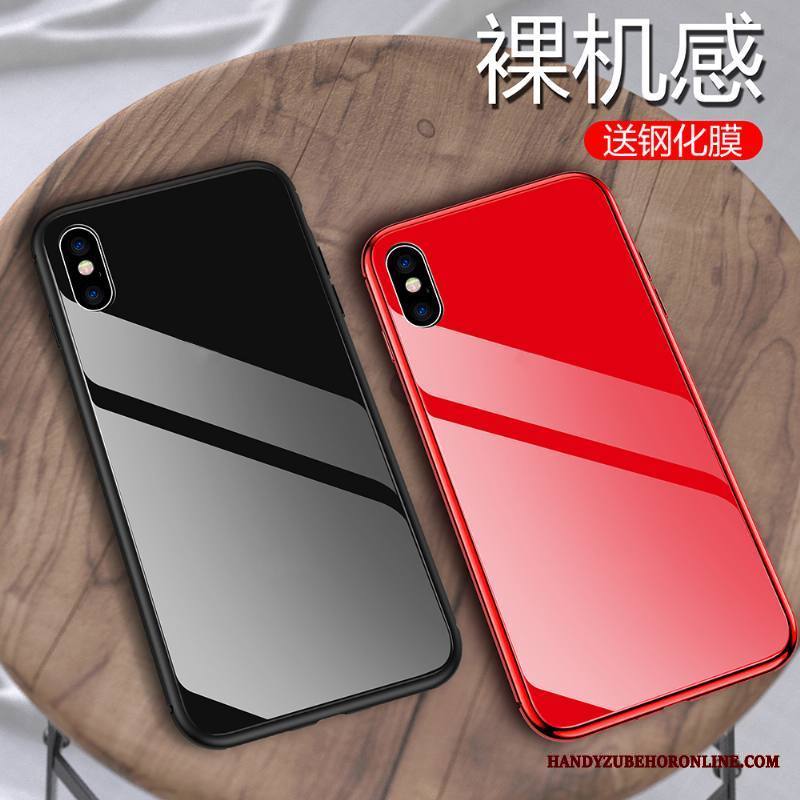 iPhone Xs Kuori Peili Lasi Murtumaton Net Red Kotelo Tide-brändi Punainen