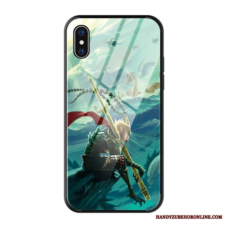 iPhone Xs Kuori Tide-brändi Uusi Ylellisyys Lasi Sininen Silikoni Puhelimen Kuoret