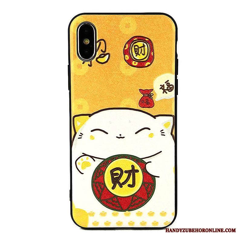 iPhone Xs Max Kuori Keltainen Puhelimen Kuoret Rikkaus Ihana Kissa Pehmeä Neste Kohokuviointi