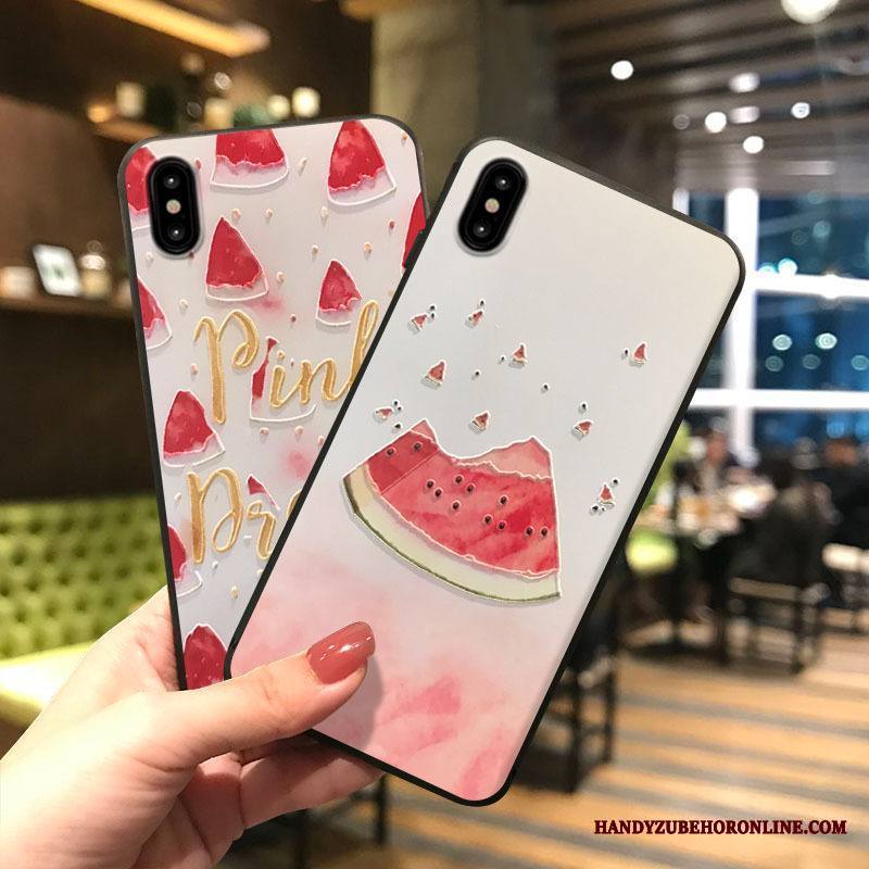 iPhone Xs Max Kuori Suojaus Puhelimen Kuoret Murtumaton Kohokuviointi Vesimeloni Luova Punainen